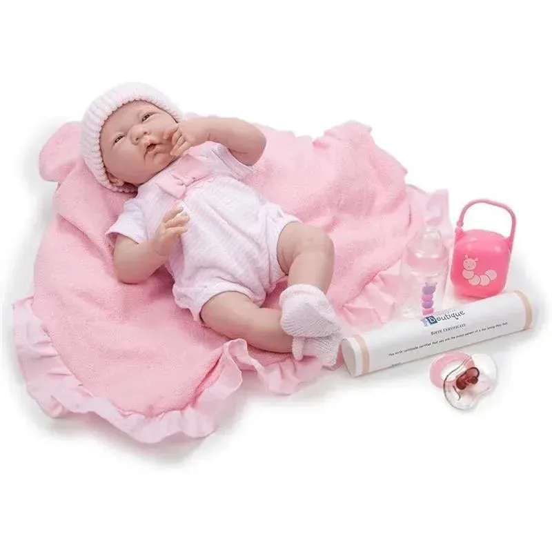 JC Toys - Newborn Soft Body Boutique Baby Doll, 15.5-Inch, Pink