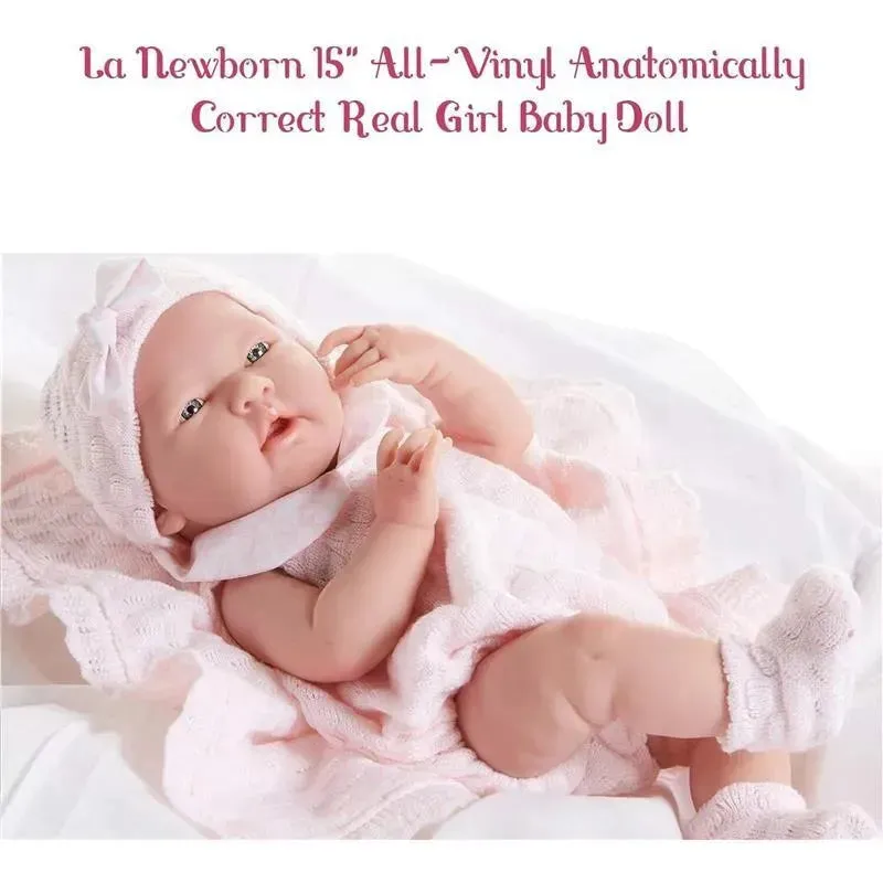 JC Toys - Real Girl Baby Doll La Newborn Pink Knit Outfit & Accessories, Ages 2+ - Image 10