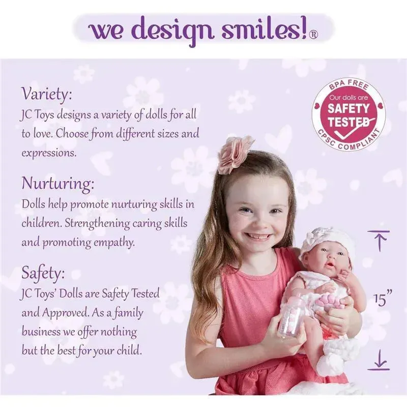 JC Toys - Real Girl Baby Doll La Newborn Pink Knit Outfit & Accessories, Ages 2+ - Image 11
