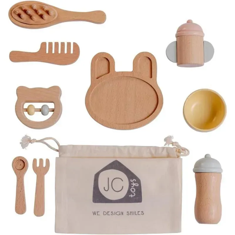JC Toys - Real Wood 10 Piece Baby's First Care Set, Parfait Collection Twiggly Toys - Image 5