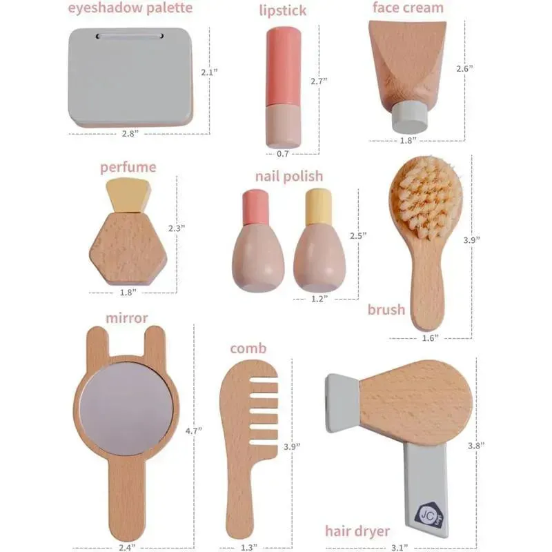 JC Toys - Real Wood 10 Piece Personal Care-Make Up Set, Parfait Collection, Ages 3+, Twiggly Toys - Image 2