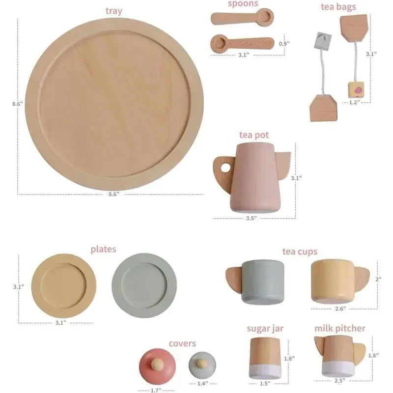 JC Toys - Real Wood 12 Piece Tea Party Set, Parfait Collection, Ages 3+, Twiggly Toys - Image 6