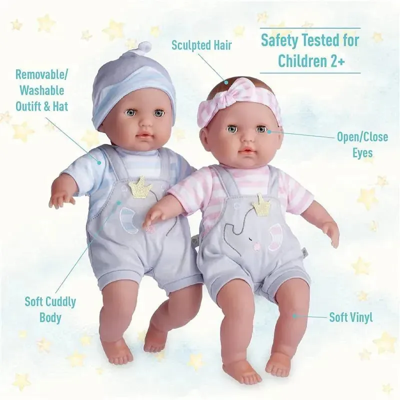JC Toys - Twins Soft Body Baby Dolls, 12 Piece Gift Set with Open/Close Eyes, 2 years+ - Image 3