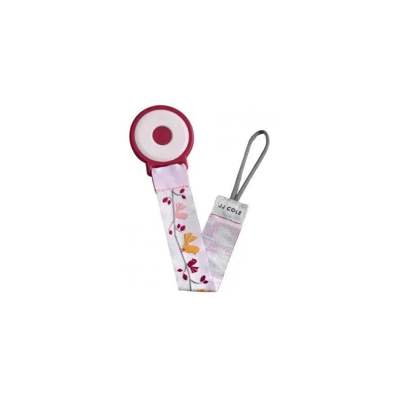 JJ Cole Pacifier Clip, Pink Chickadee