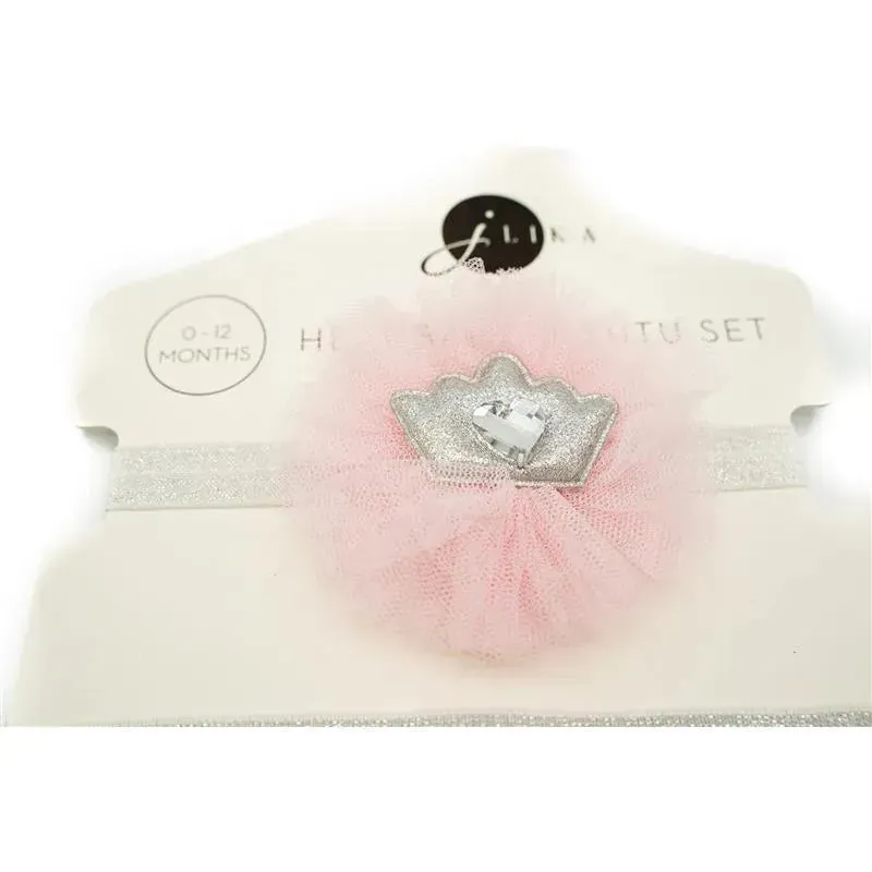 Jlika - Newborn Girl Tutu Set Skirt With Headband, Pink/Silver - Image 7
