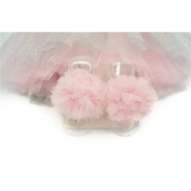 Jlika - Newborn Girl Tutu Set Skirt With Headband, Pink/Silver - Image 9