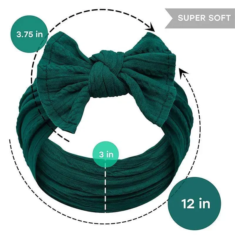 Jlika - Thick Nylon Texture Bow 3 Headbands, Mustard/Navy/Burgundy - Image 3
