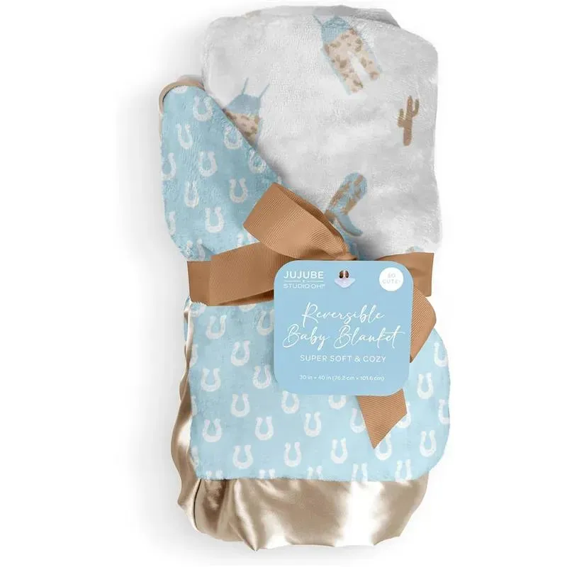 Jujube - Reversible Baby Blanket, Howdy Partner Blue