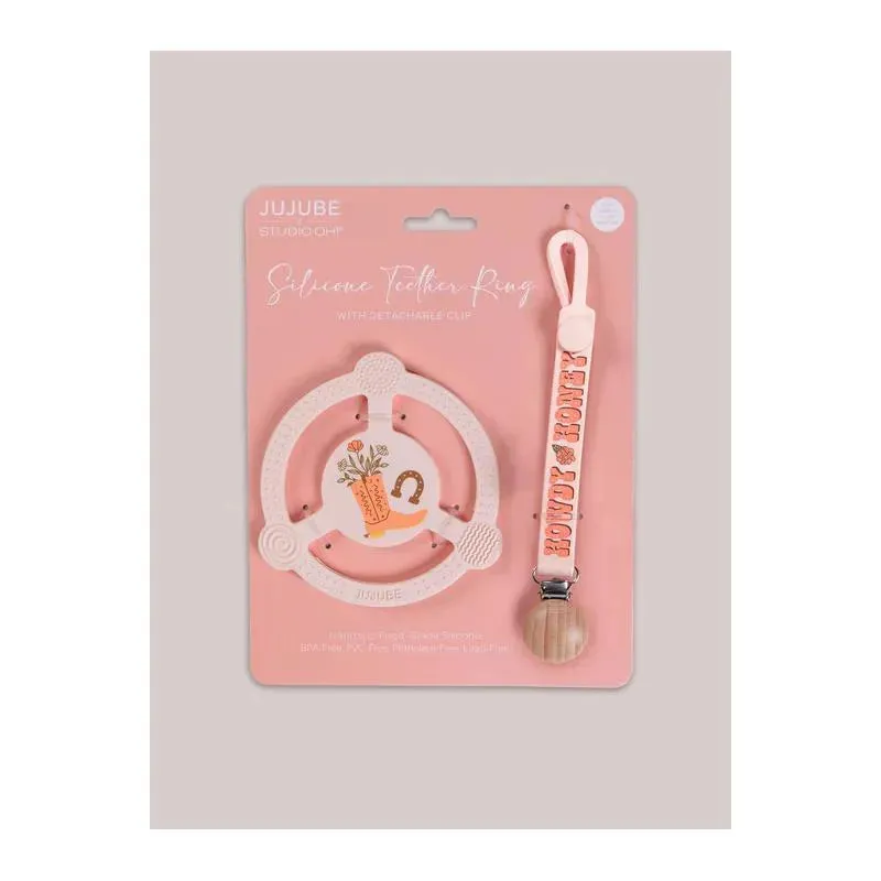 Jujube - Silicone Teether Ring With Detachable Clip, Bloomin' Boot