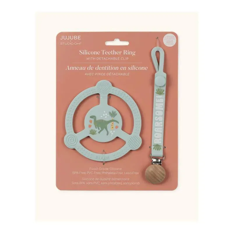 Jujube - Silicone Teether Ring With Detachable Clip, Roarsome