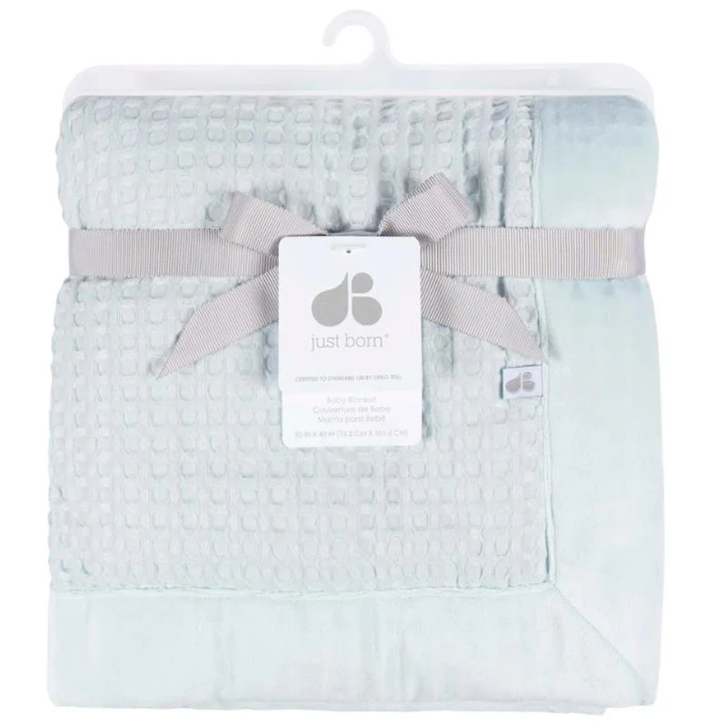 Just Born - 1Pk Blanket Baby Boy Blue Leaf - Image 3