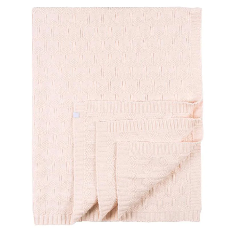 Just Born - 1Pk Sweater Knit Baby Blanket Girl Pink