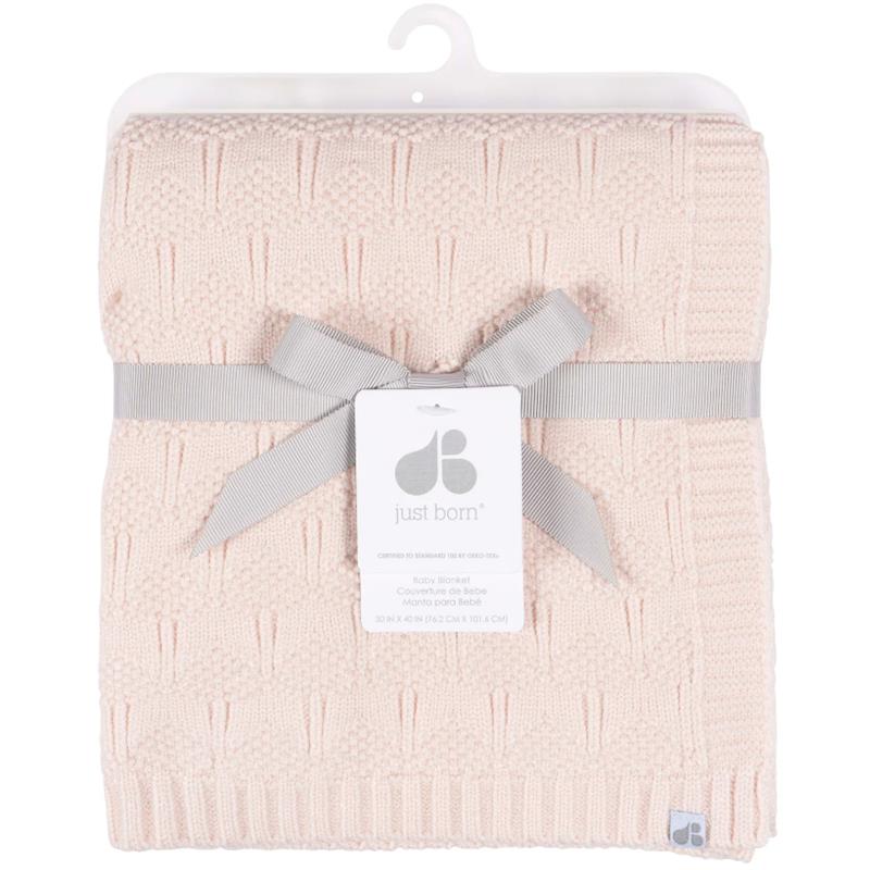 Just Born - 1Pk Sweater Knit Baby Blanket Girl Pink - Image 3