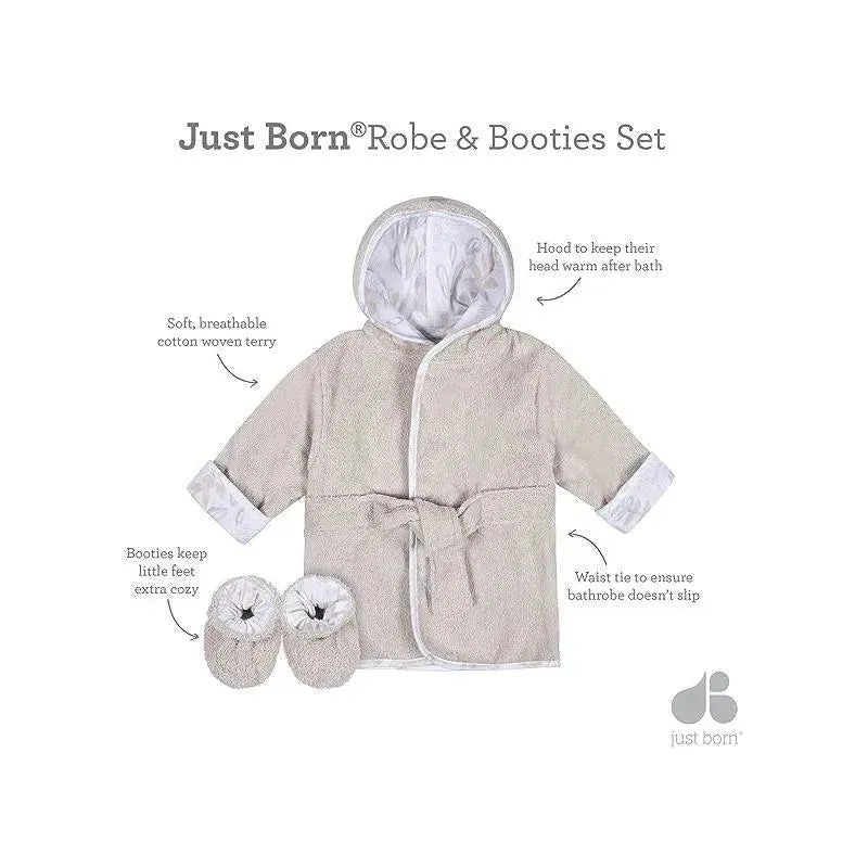 Just Born - 2Pk Robe & Bootie Set, Warm Grey - Image 3