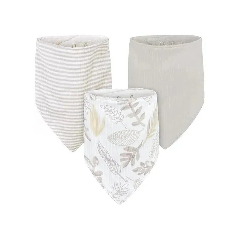 Just Born - 3Pk Baby Neutral Bib One Size, Neutral Foliage