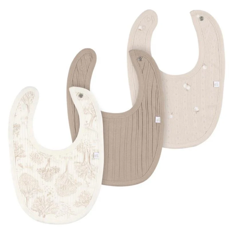 Just Born - 3Pk Bibs Neutral One Size Ivory - Image 2