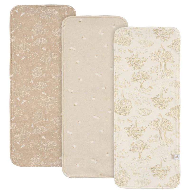 Just Born - 3Pk Burp Cloths Neutral Tan