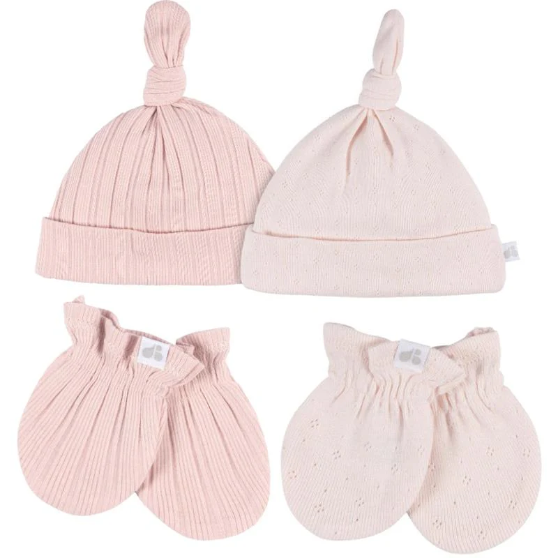 Just Born - 4Pk Hat And Cuff Mitten Set Baby Girl 0-6M Pink