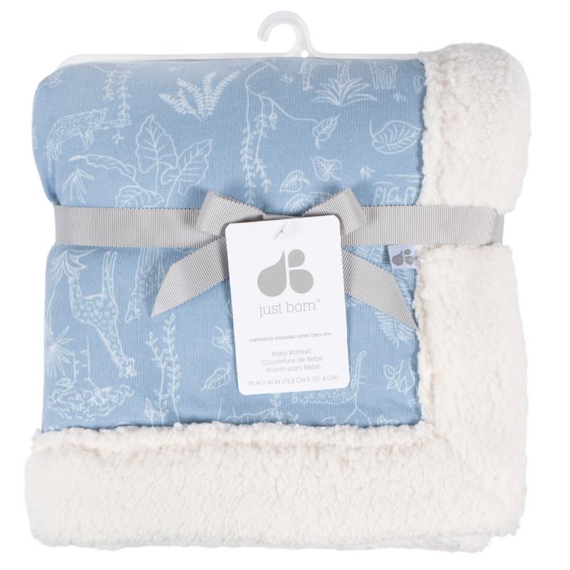 Just Born - Baby Boys Blue Jungle Plush Blanket - Image 3