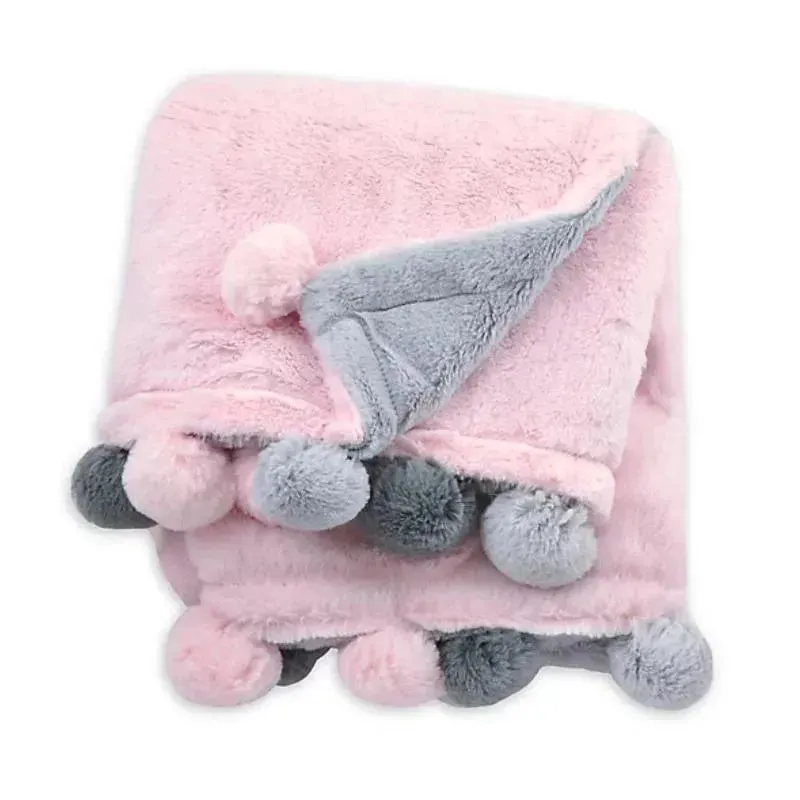 Just Born - Pom-Pom Plush Blanket, Pink
