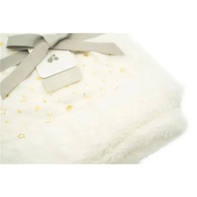 Just Born Sherpa Baby Blanket,Ivory/Gold - Image 2