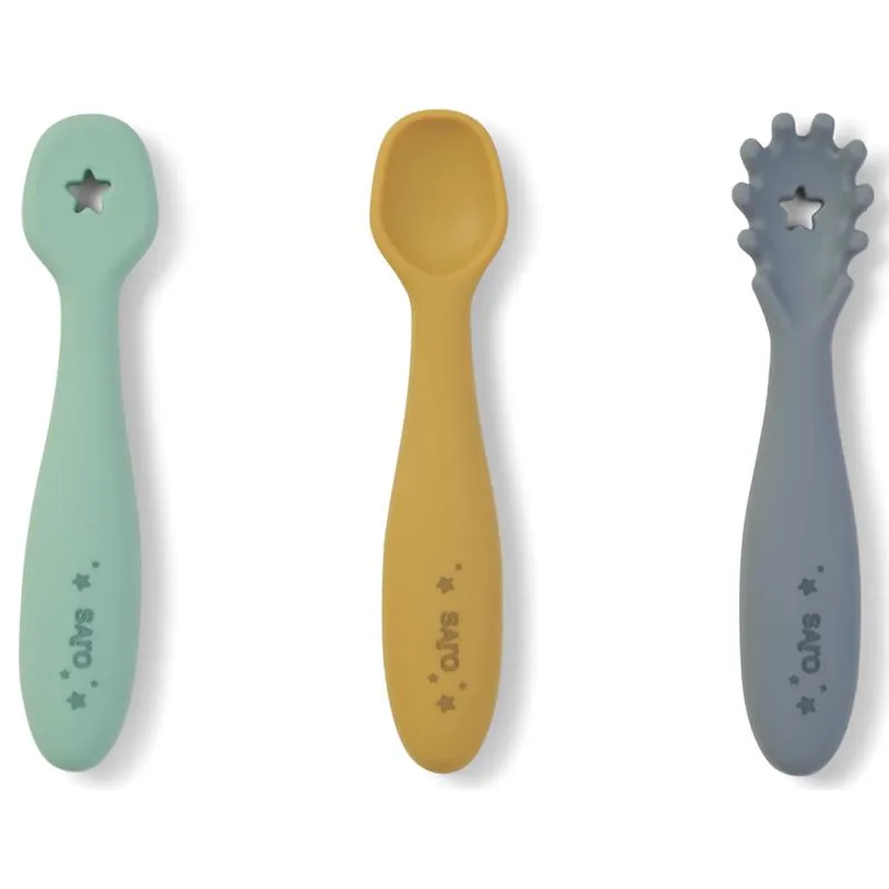 Kalencom - Set Of 3 Training Spoons, Mist + Mustard + Hunter