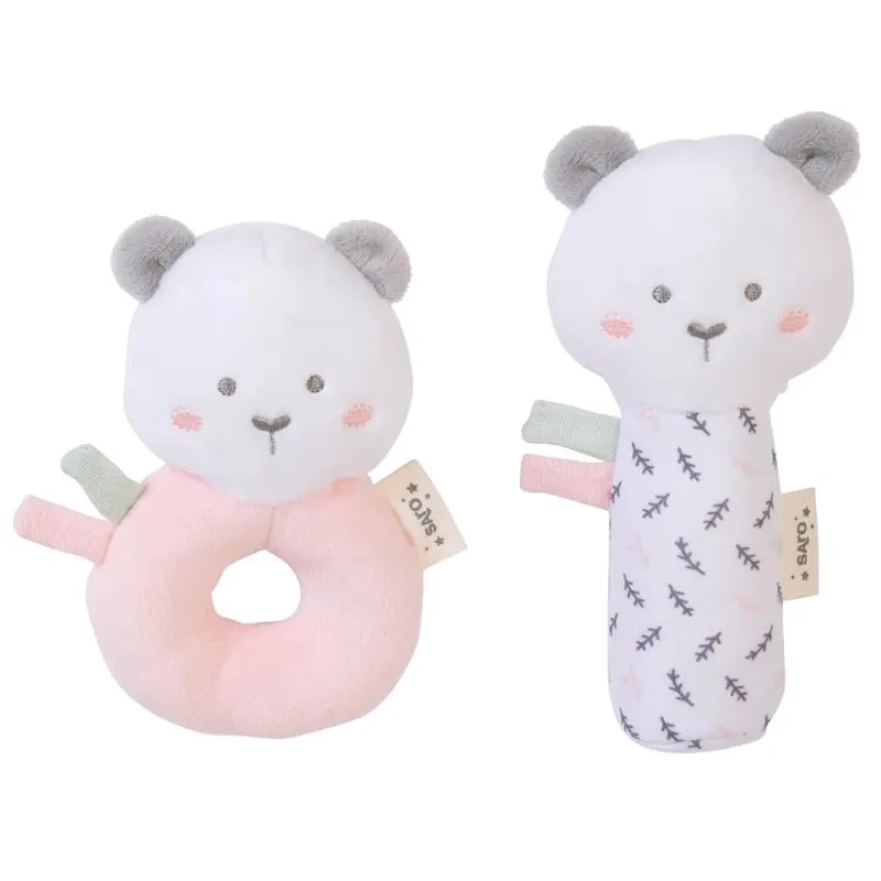Kalencom - Sweet & Fun Rattle Ring + Squeaker (Set Of 2), Nude Pink