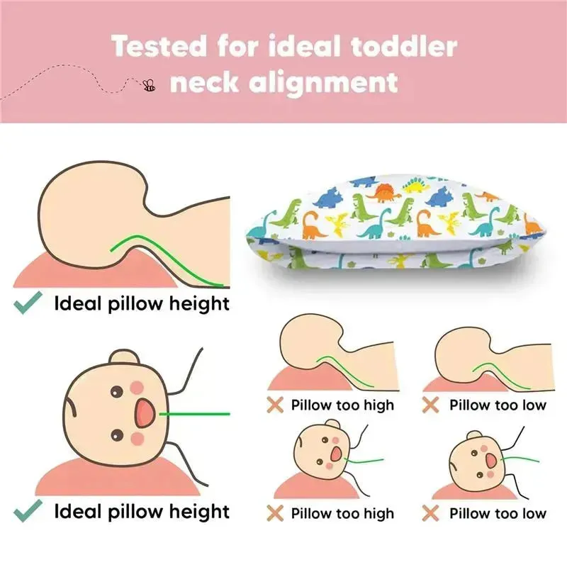 Keababies - 13X18 Toddler Pillow With Pillowcase, Happy Dino - Image 5