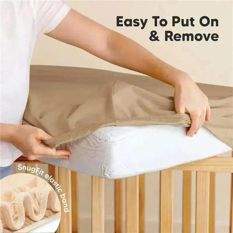 Keababies - 2-Pack Organic Cotton Fitted Crib Sheet, Pecan - Image 3