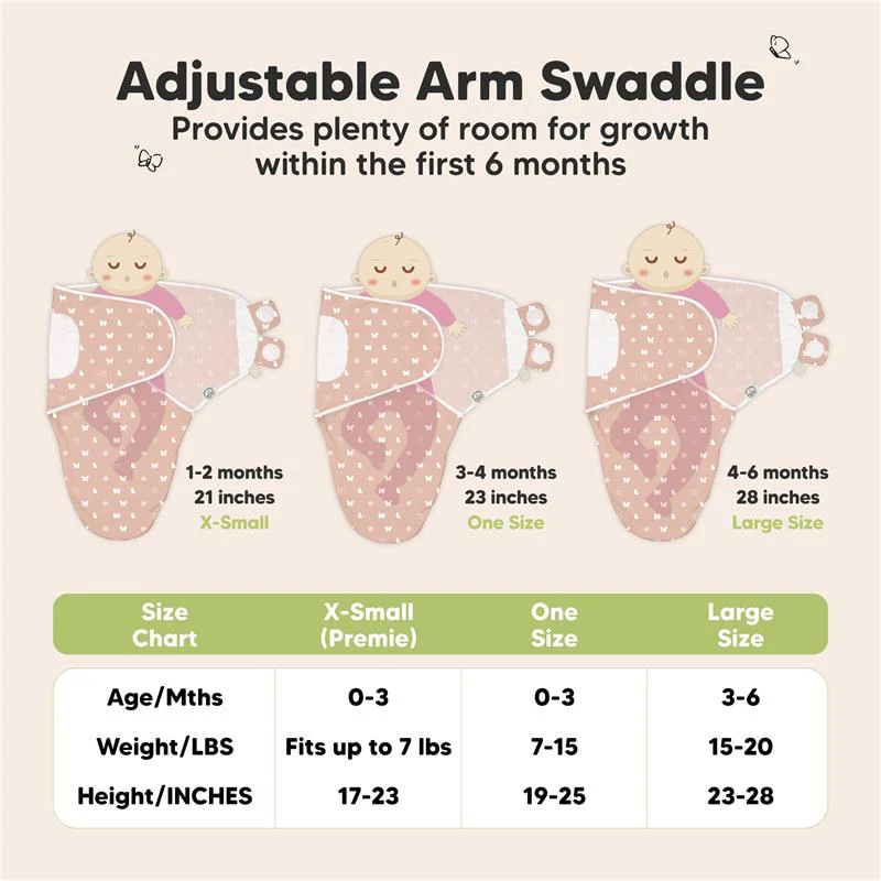 Keababies - 3Pk Soothe Baby Swaddles, Sleep Sack For Newborns, Butterflies 0/3M - Image 6