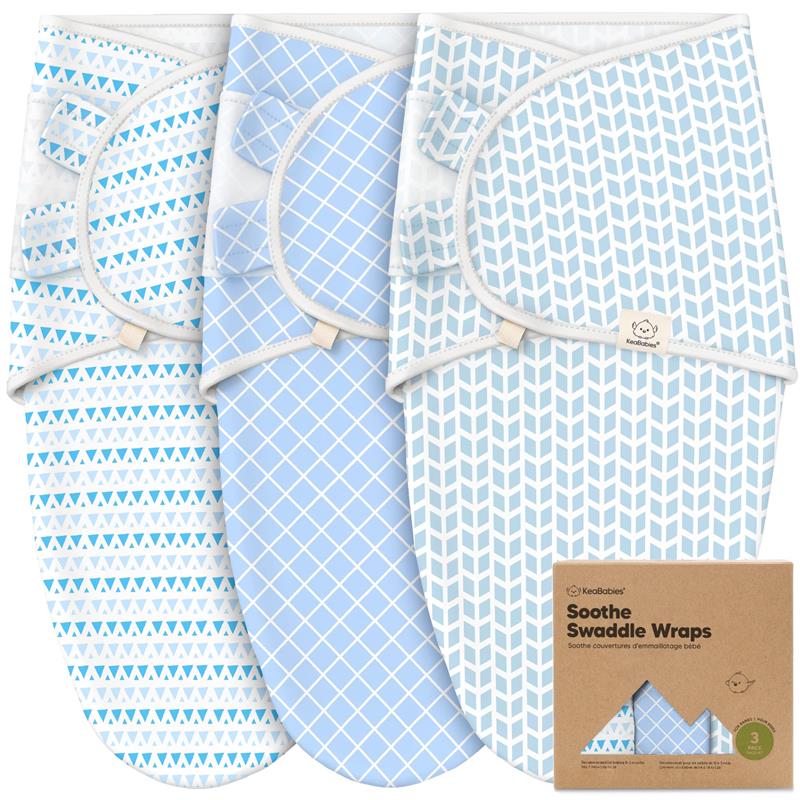 Keababies - 3Pk Soothe Baby Swaddles, Sleep Sack For Newborns, Storm 0/3M