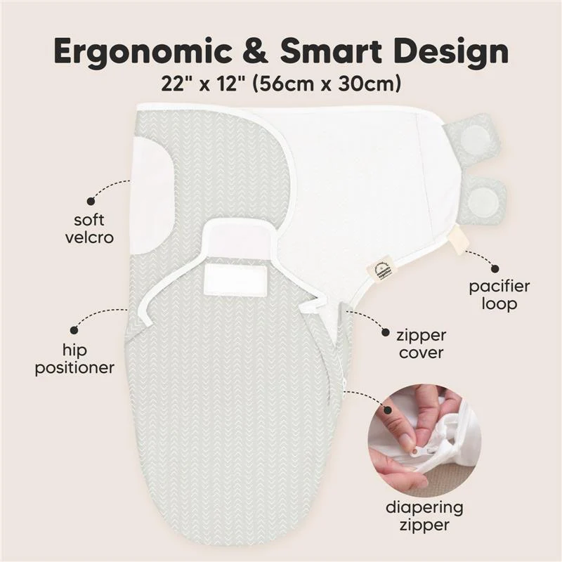 Keababies - 3Pk Soothe Zippy Baby Swaddles, Newborn Sleep Sack, Forest Grey - Image 3