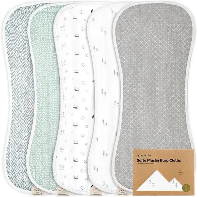 Keababies - 5-Pack Softe Burp Cloths, Nordic