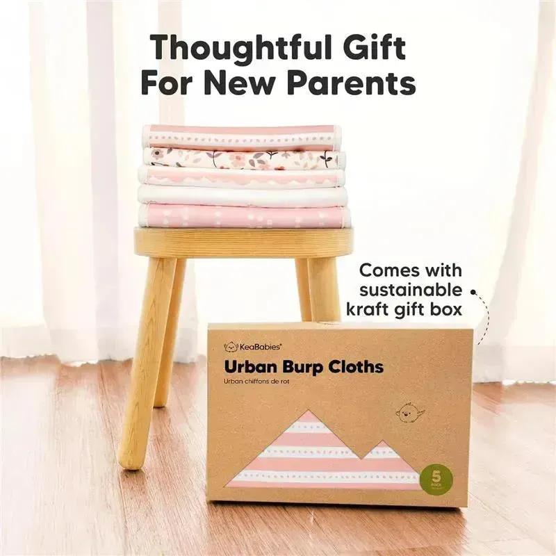 Keababies - 5-Pack Urban Burp Cloths, Sweet Charm - Image 3