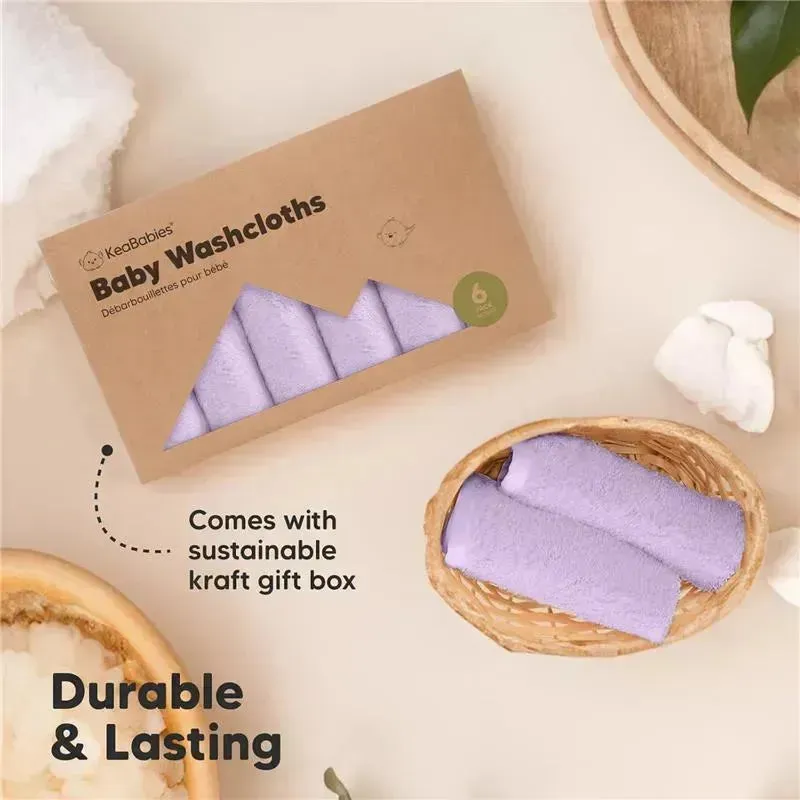 Keababies - 6-Pack Baby Wash Cloths, Soft Lilac - Image 8