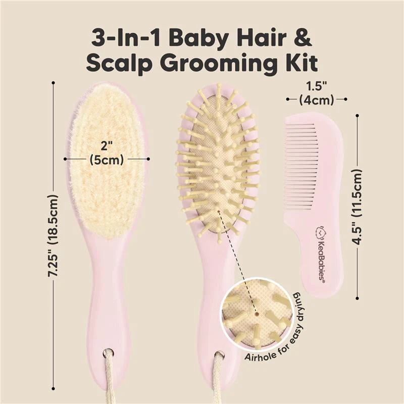 Keababies - Hair Brush And Comb Set, Blush - Image 2