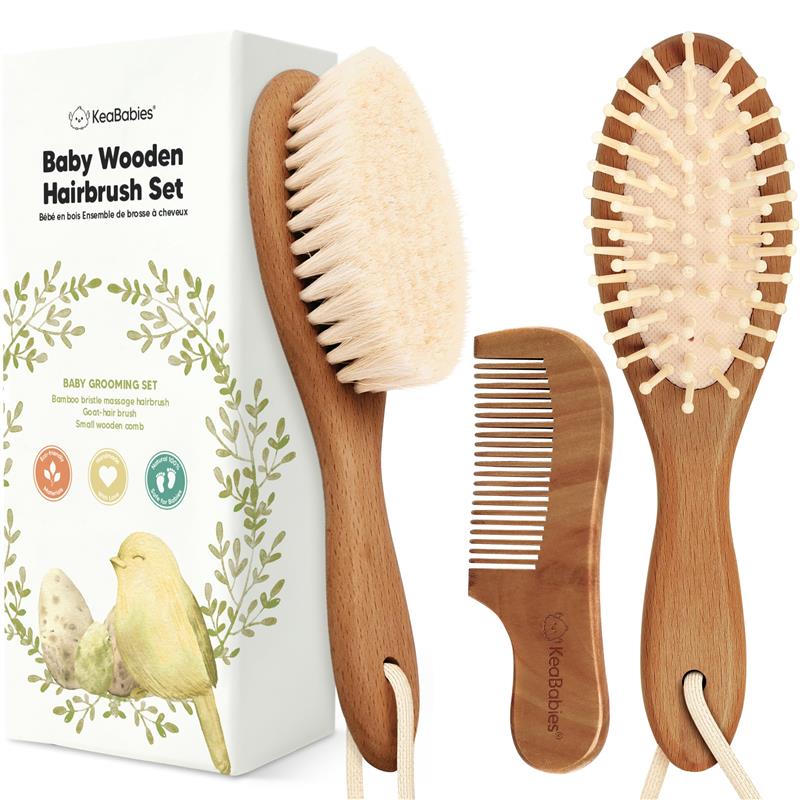 Keababies - Hair Brush & Comb Set, Dark Walnut