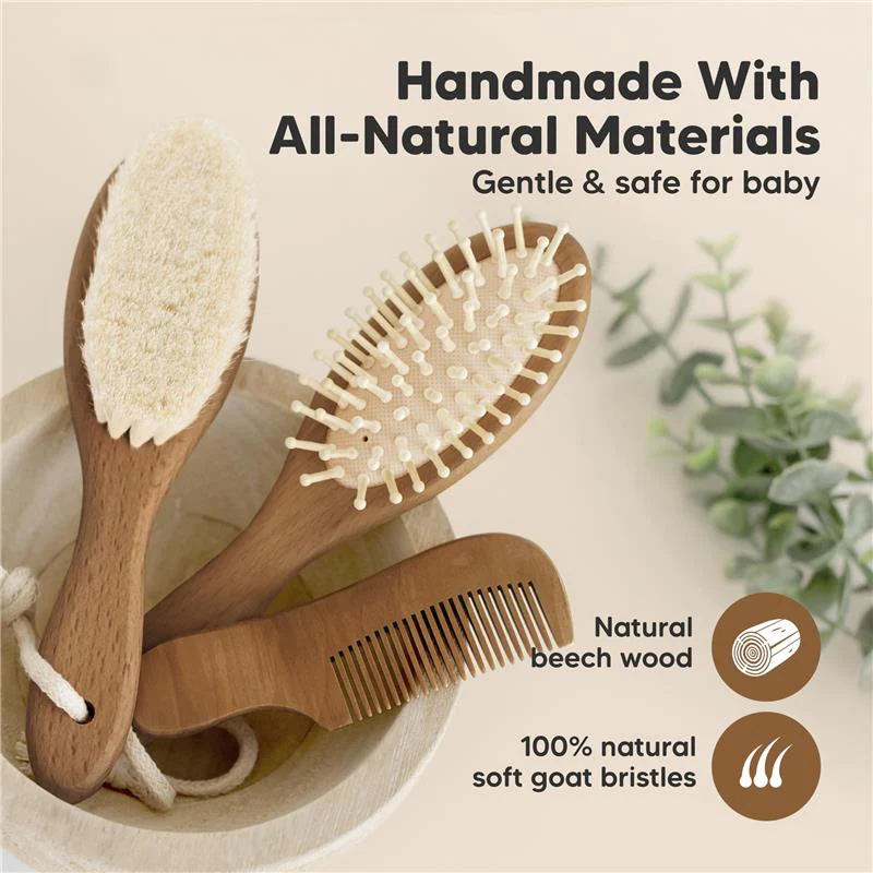 Keababies - Hair Brush & Comb Set, Dark Walnut - Image 4