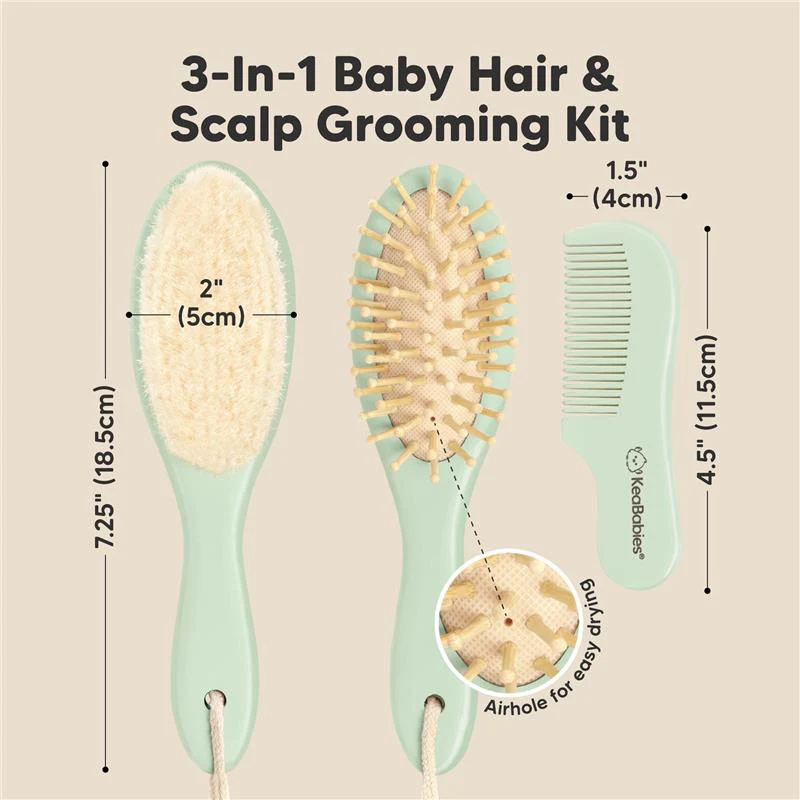 Keababies - Hair Brush & Comb Set, Sage - Image 2