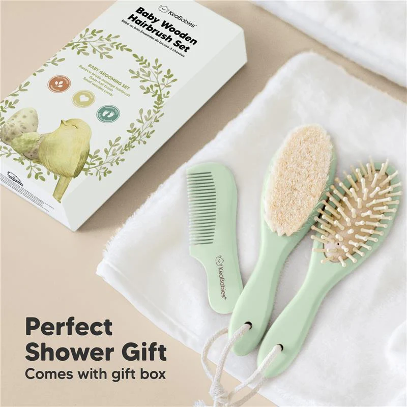Keababies - Hair Brush & Comb Set, Sage - Image 9