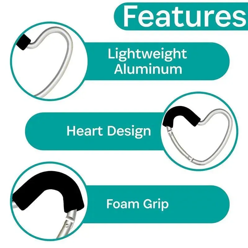 Kidco - BUGGY HEART HOOK by BUGGYGEAR, Black Foam/Silver Aluminum - Image 7