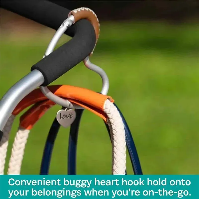 Kidco - BUGGY HEART HOOK by BUGGYGEAR, Silver Aluminum/Brown Leather - Image 4
