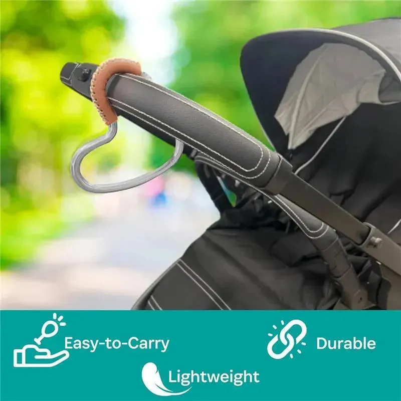 Kidco - BUGGY HEART HOOK by BUGGYGEAR, Silver Aluminum/Brown Leather - Image 5