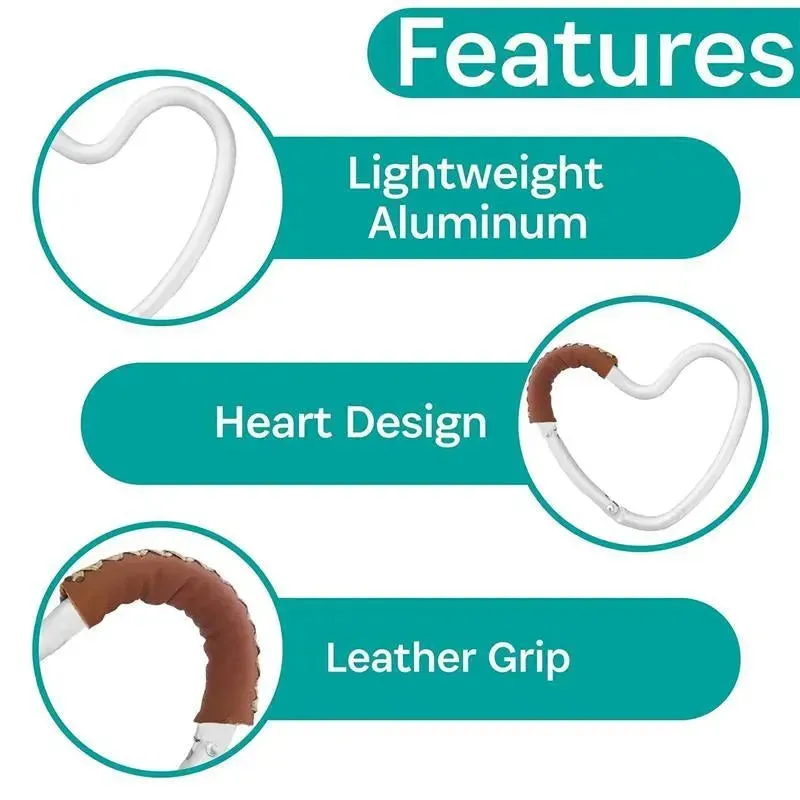 Kidco - BUGGY HEART HOOK by BUGGYGEAR, Silver Aluminum/Brown Leather - Image 6