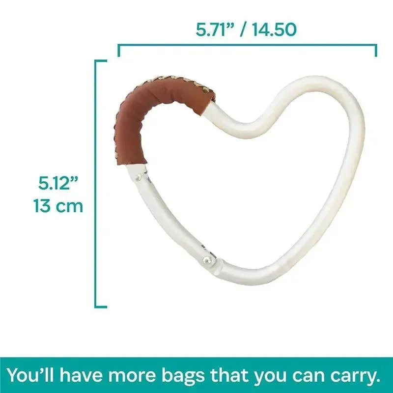 Kidco - BUGGY HEART HOOK by BUGGYGEAR, Silver Aluminum/Brown Leather - Image 7