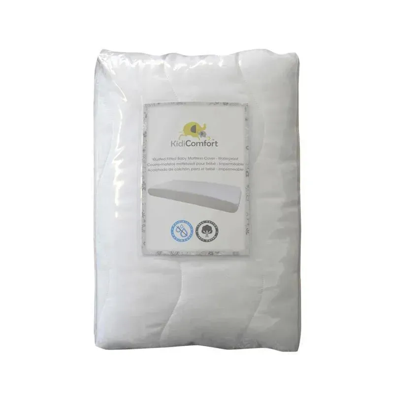 KidiComfort Fitted Waterproof Crib Mattress Cover - White - Image 2