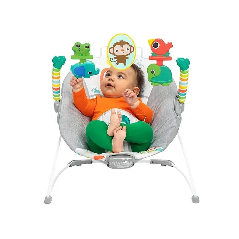 Kids II - Bright Starts Playful Paradise Comfy Baby Bouncer Seat with Soothing Vibration - Image 3