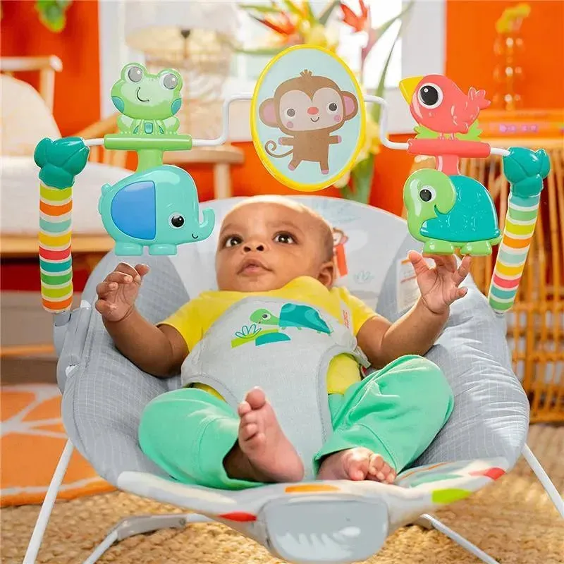 Kids II - Bright Starts Playful Paradise Comfy Baby Bouncer Seat with Soothing Vibration - Image 5