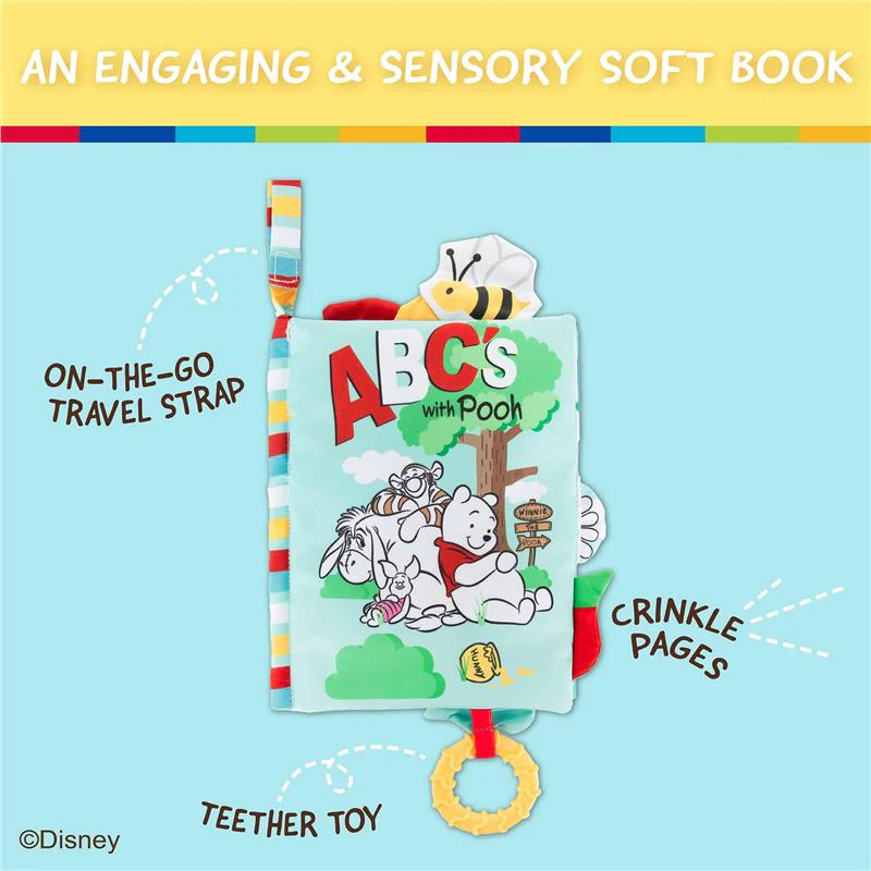 KIDS PREFERRED - Disney Baby Winnie The Pooh Deluxe Soft Book Abc's with Pooh On-The-Go Sensory Books for Babies with Crinkle Pages - Image 2