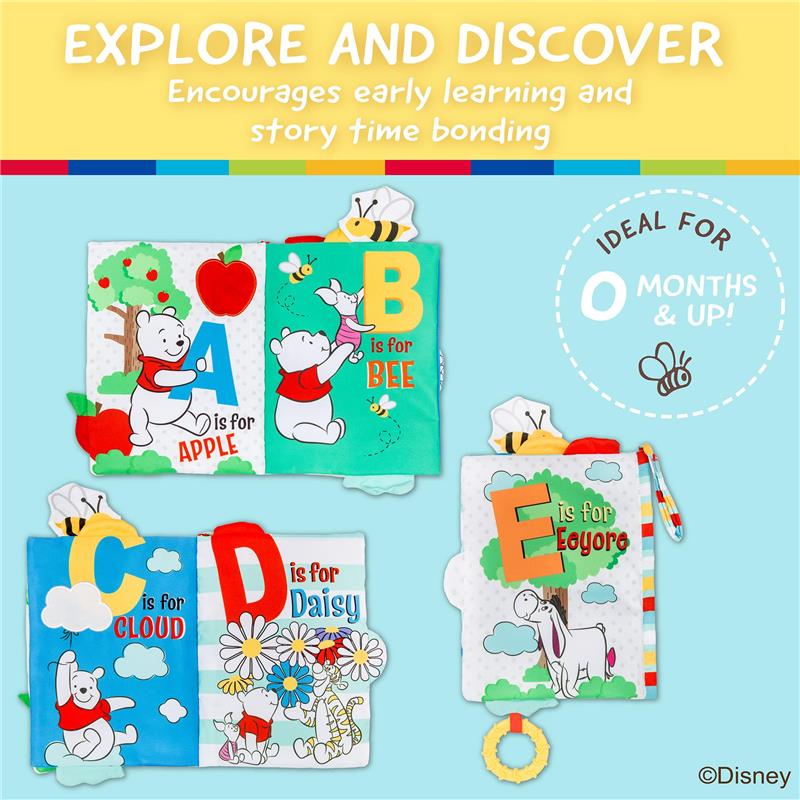 KIDS PREFERRED - Disney Baby Winnie The Pooh Deluxe Soft Book Abc's with Pooh On-The-Go Sensory Books for Babies with Crinkle Pages - Image 3